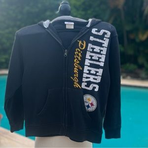 🏈💙🧡NFL TEAM APPAREL Pittsburg Steelers Boys/Girls Black Hoodie Size Med 8-10